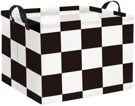TIBAOLOVER Rectangular Checkered Basket Storage Bin Collapse Storage Basket with Handles for Organizing Home Kitchen Boys and Girls Toys Office Closet Shelf Baskets (Race Flag)