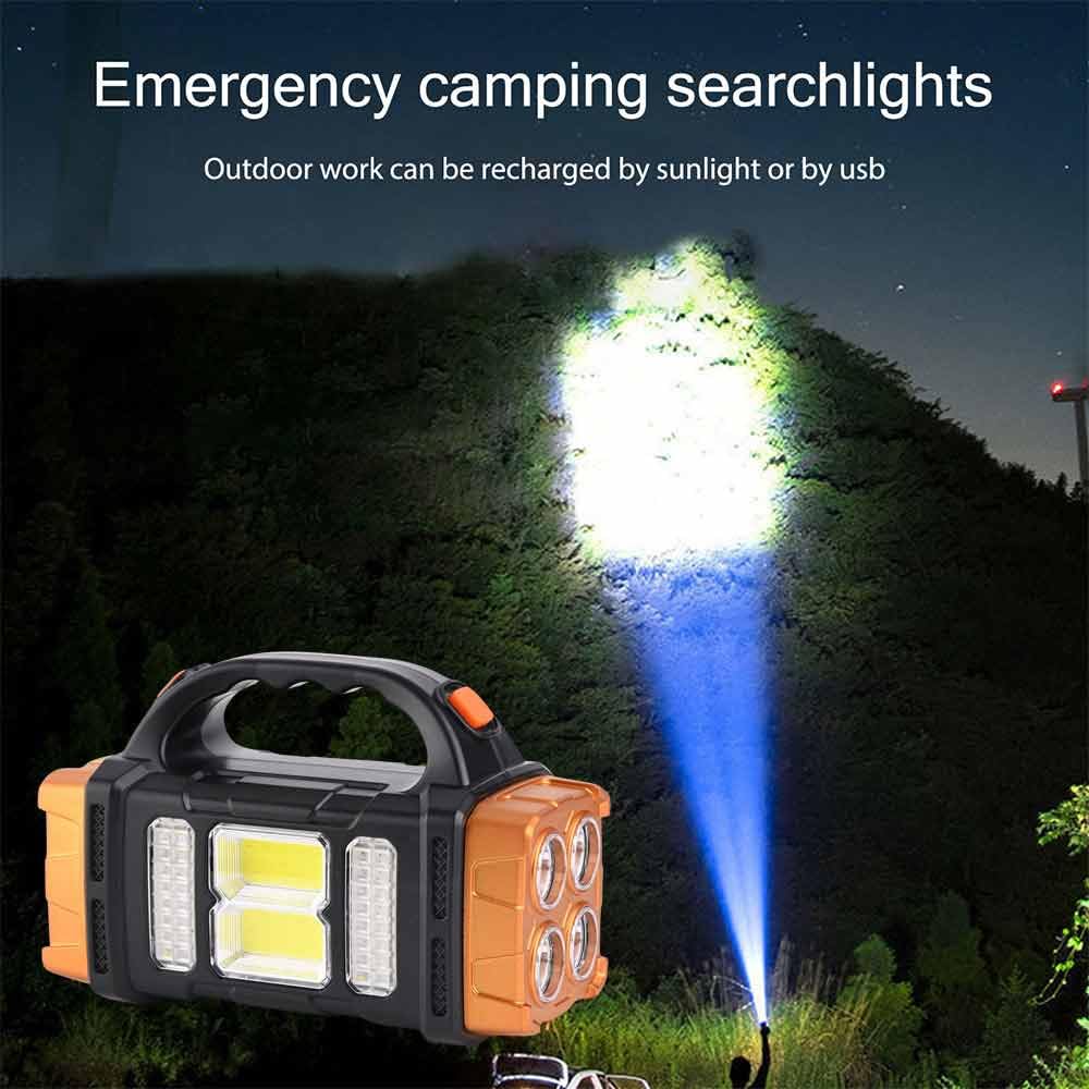 sallbris Premium High Lumens LED Work Light – Multipurpose Flashlight with Searchlight and Lantern Features - Rechargeable Outdoor Waterproof Solar Flashlight - Portable & Lightweight(Yellow