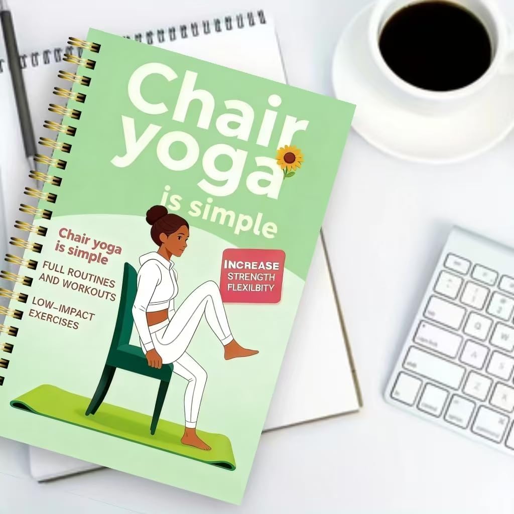 Skiennix 30-Day Chair Yoga Guide - 60 Beginner Workouts for Weight Loss & Flexibility | Spiral Bound (5.5x8.3 Inch, Cyan)