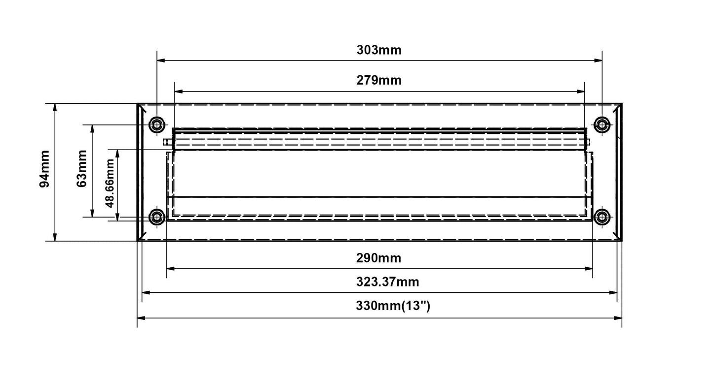 QCAA Solid Brass Mail Slot, with Solid Brass Interior Back Plate, 13" x 3.625", Venetian Bronze, 1 Pack, Made in Taiwan