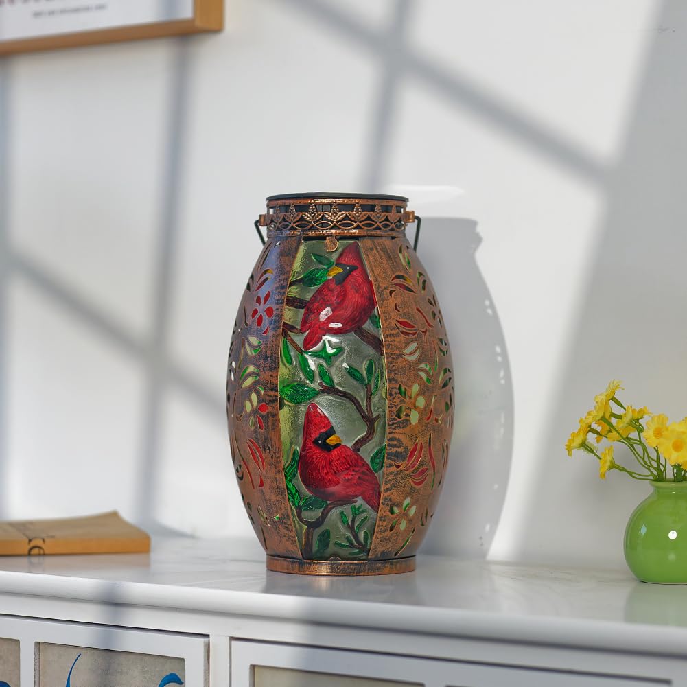 VEWOGARDEN Hanging Solar Lanterns Outdoor Waterproof Decorative Cardinal Solar Lights for Patio Porch Garden Table Decor