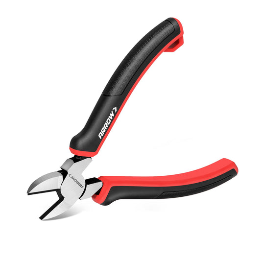 ARROW High Leverage Diagonal Pliers, 6 Inch Wire Cutters with Comfortable TPR Handle, High Carbon Steel Side Cutters for Cutting Wire