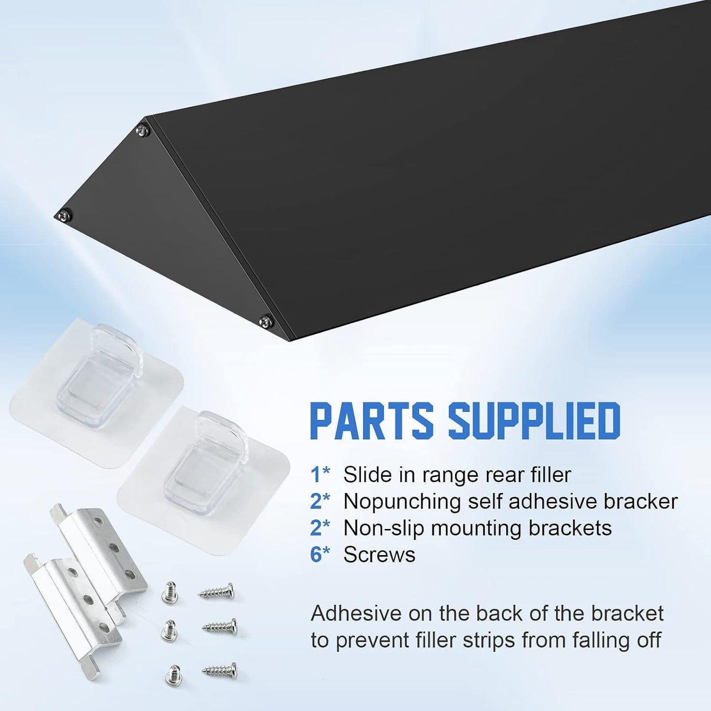 30” Slide-in Range Rear Filler Kit - Universal Triangular Cooktop Trim for Whirlpool & More - Durable Black Aluminum