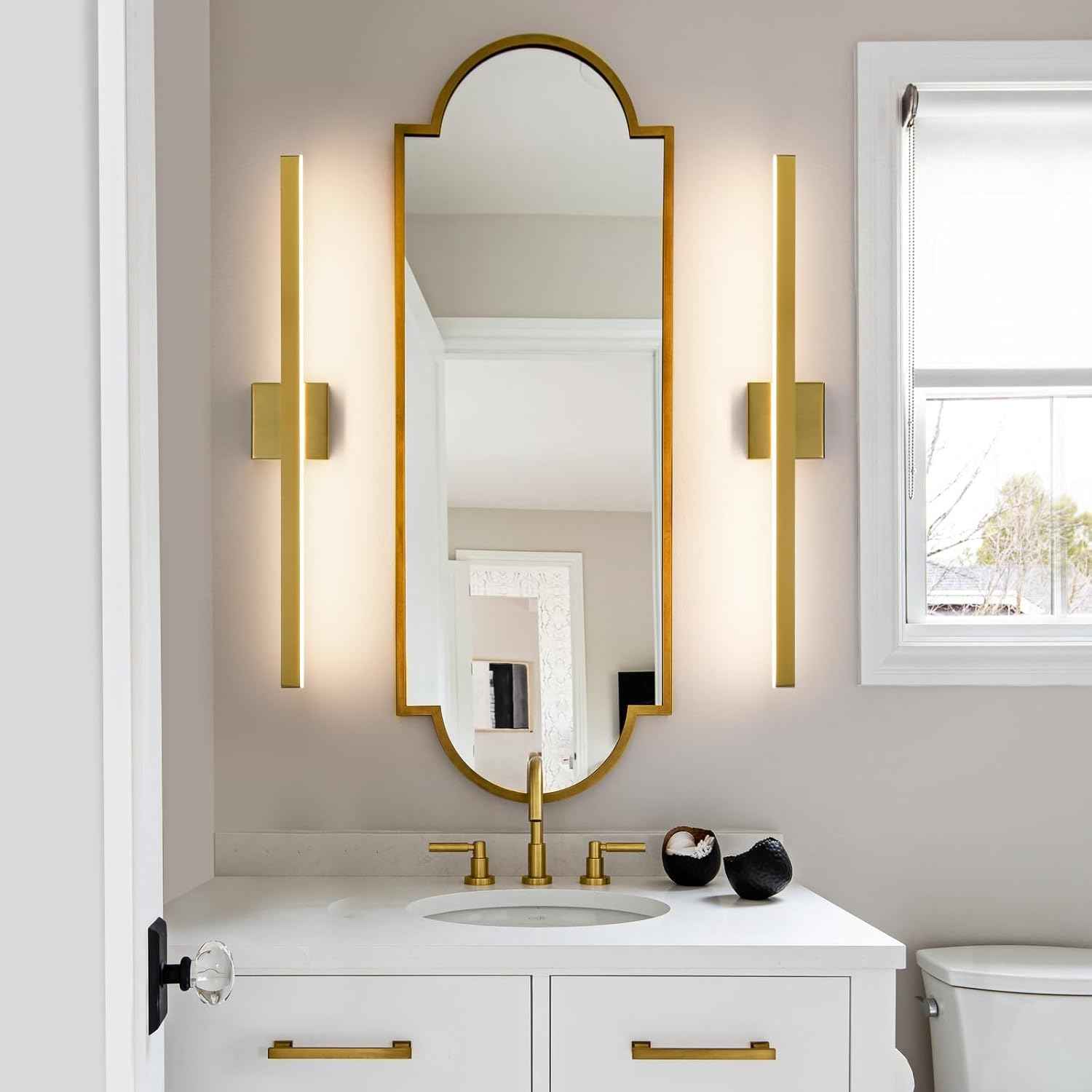 24-Inch Dimmable Gold Bathroom Vanity Light - Modern LED Bar Fixture for Over Mirror