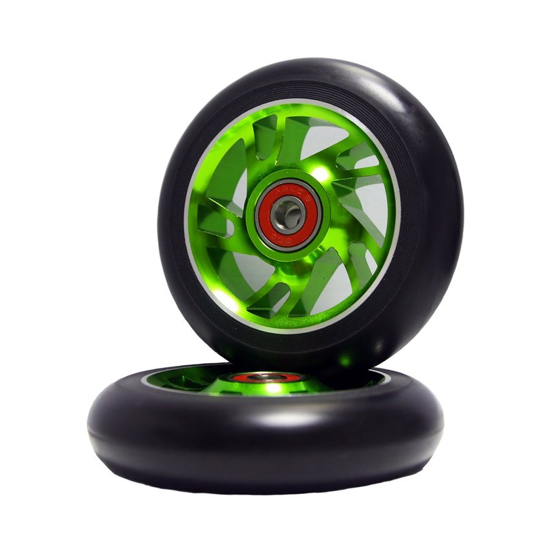 Z-FIRST 2Pcs 110mm Pro Stunt Scooter Wheels with ABEC 9 Bearings Fit for MGP/Razor/Lucky Envy/Vokul Pro Scooters Replacement Wheels (Green)