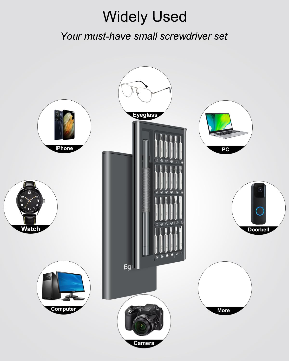 Egmen Small Screwdriver Set, 25 in 1 Mini Screwdriver Set with Torx, Phillips, Flat Head, Hex, for Ring Doorbell, Glasses, Watch, Jewelers, PC, Laptop and More, Repair Precision Screw Driver Set Kit