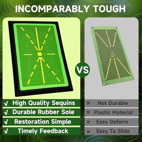Golf Practice Mats, Golf Hitting Swing Path Mats Feedback with Non-Slip Rubber Backing, Swing Training Accessories