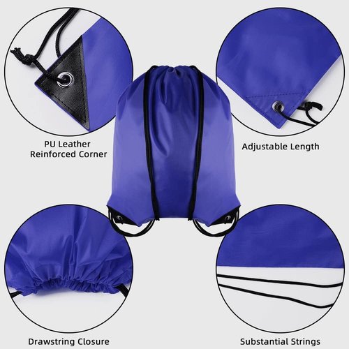 GoodtoU Drawstring Backpack - 48 Pcs Blue Drawstring Bags for Gym & Travel Convenience