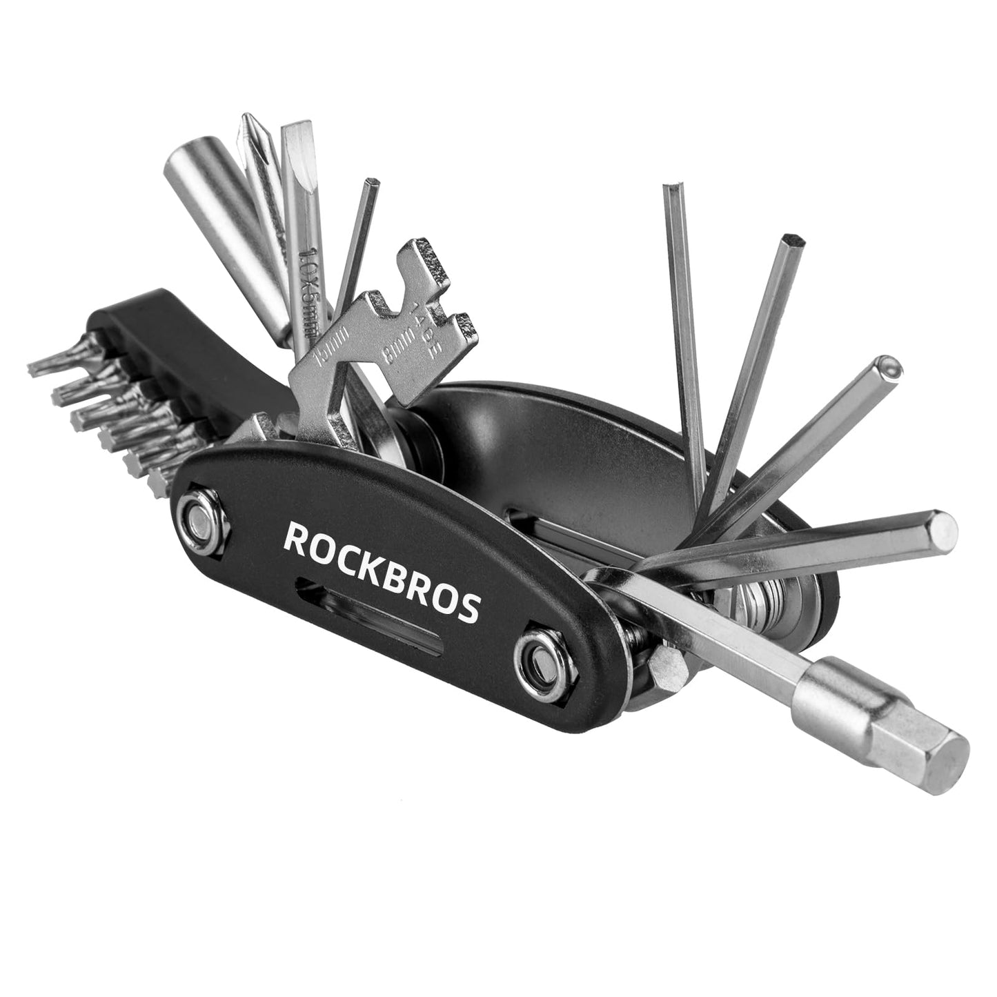 ROCKBROS 16 In 1 Multi-Function Bike Tool Kit - Portable Foldable Bike Multitool Cycling Tool Kit With Allen Wrench, Tire Levers