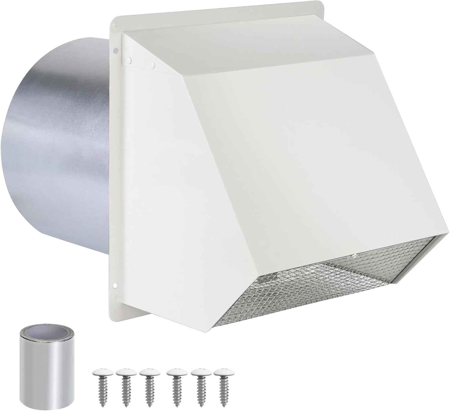 5-Inch Exterior Dryer Vent Cover with Screen & Damper - Galvanized Steel, Black