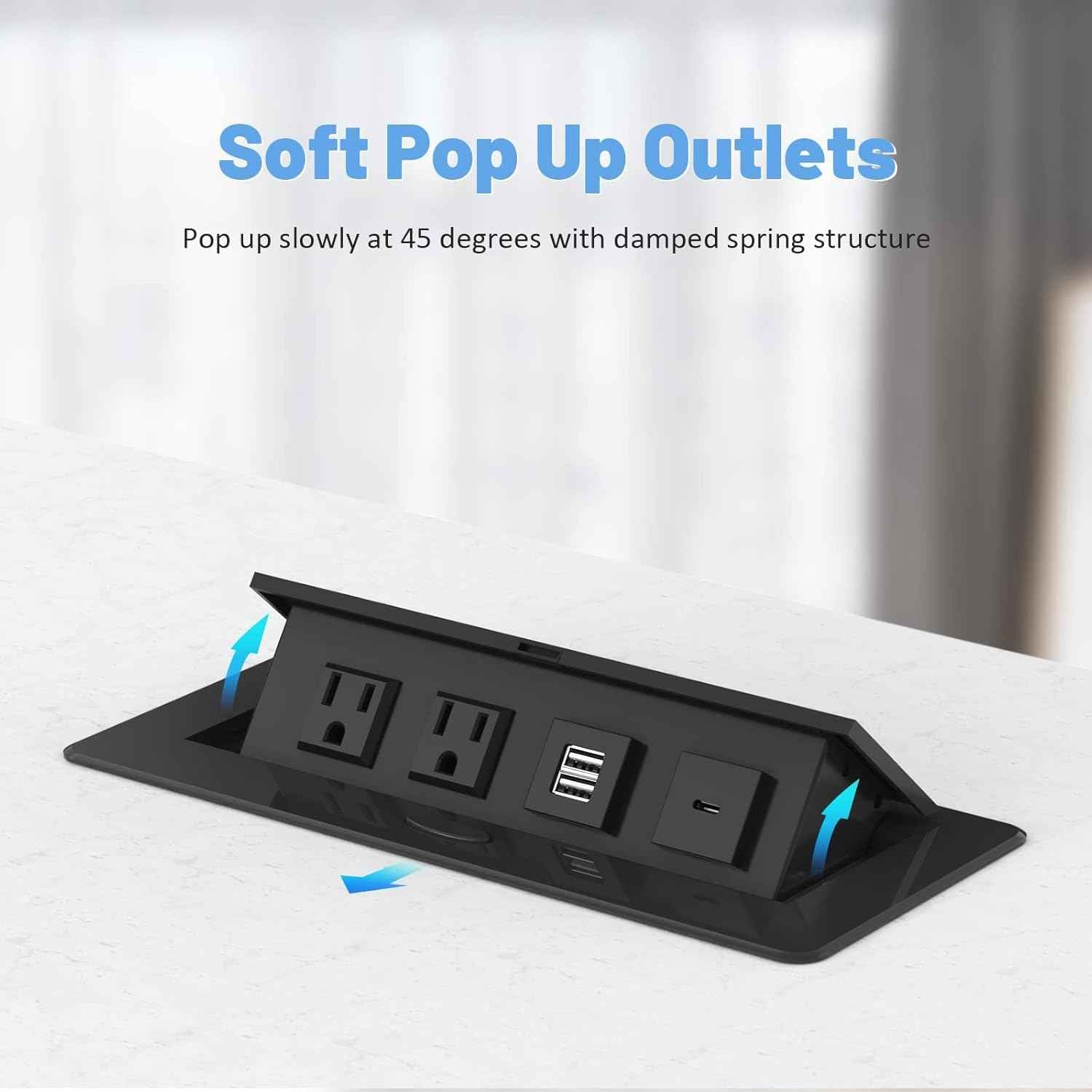 Power Hub Conference Table Connectivity Box - HDMI, USB-C, USB-A & AC Outlets