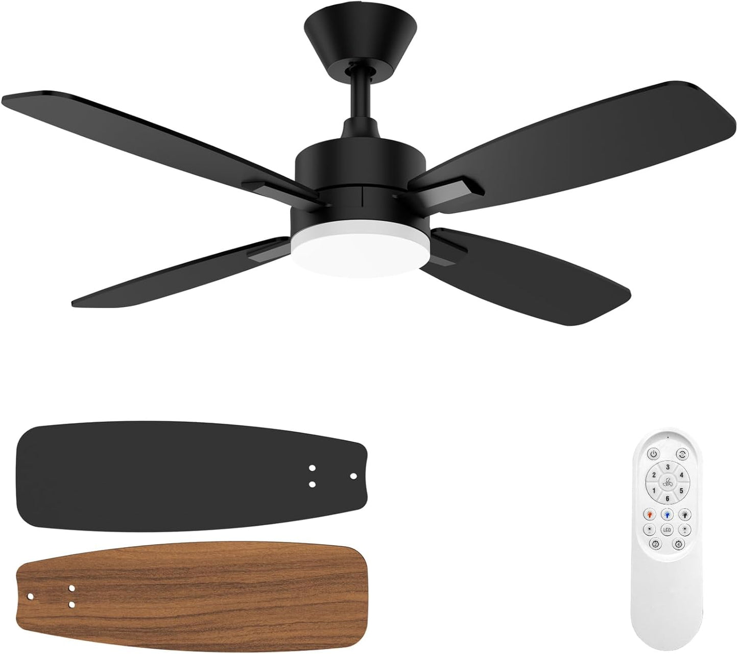 52-Inch Ceiling Fan with Remote Control & Dimmable Light - Noiseless DC Motor for Indoor/Outdoor Use