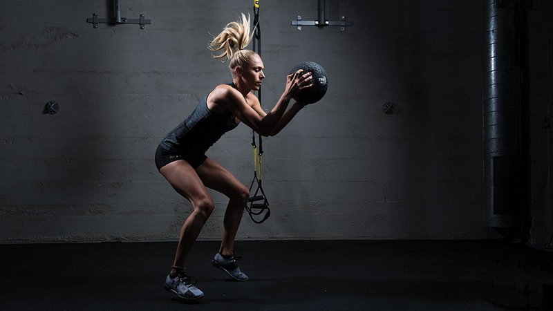 TRX Training Slam Ball Weighted Textured Tread Slip Resistant Rubber Ball for High Intensity Full Body Workouts and Indoor or Outdoor Training (30)