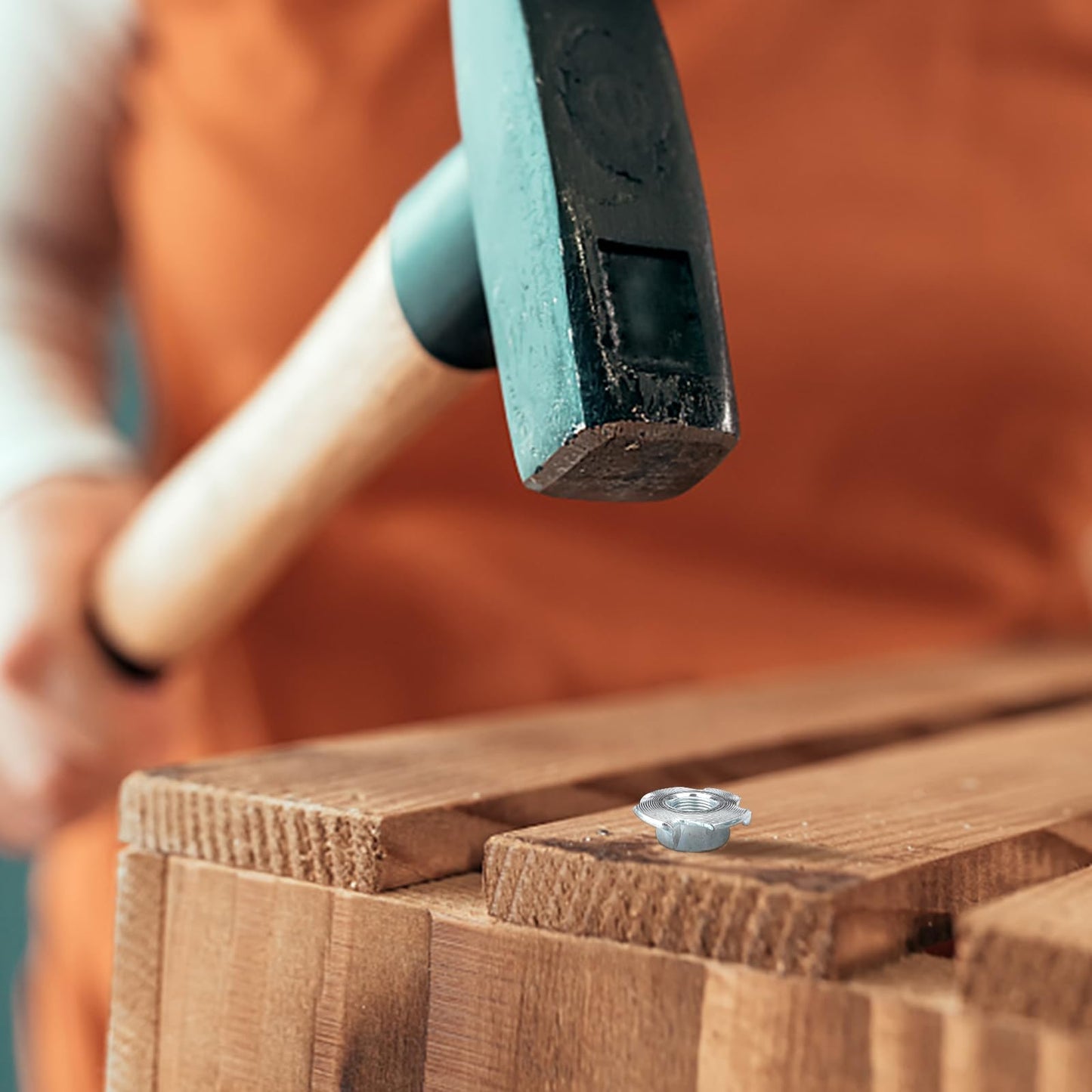 3/8"-16 T-Nuts (20 Pack), 304 (18-8) Stainless Steel, 7/16" Barrel Length, 4-Pronged Tee Nut for Wood, Rock Climbing Holds, Cabinetry