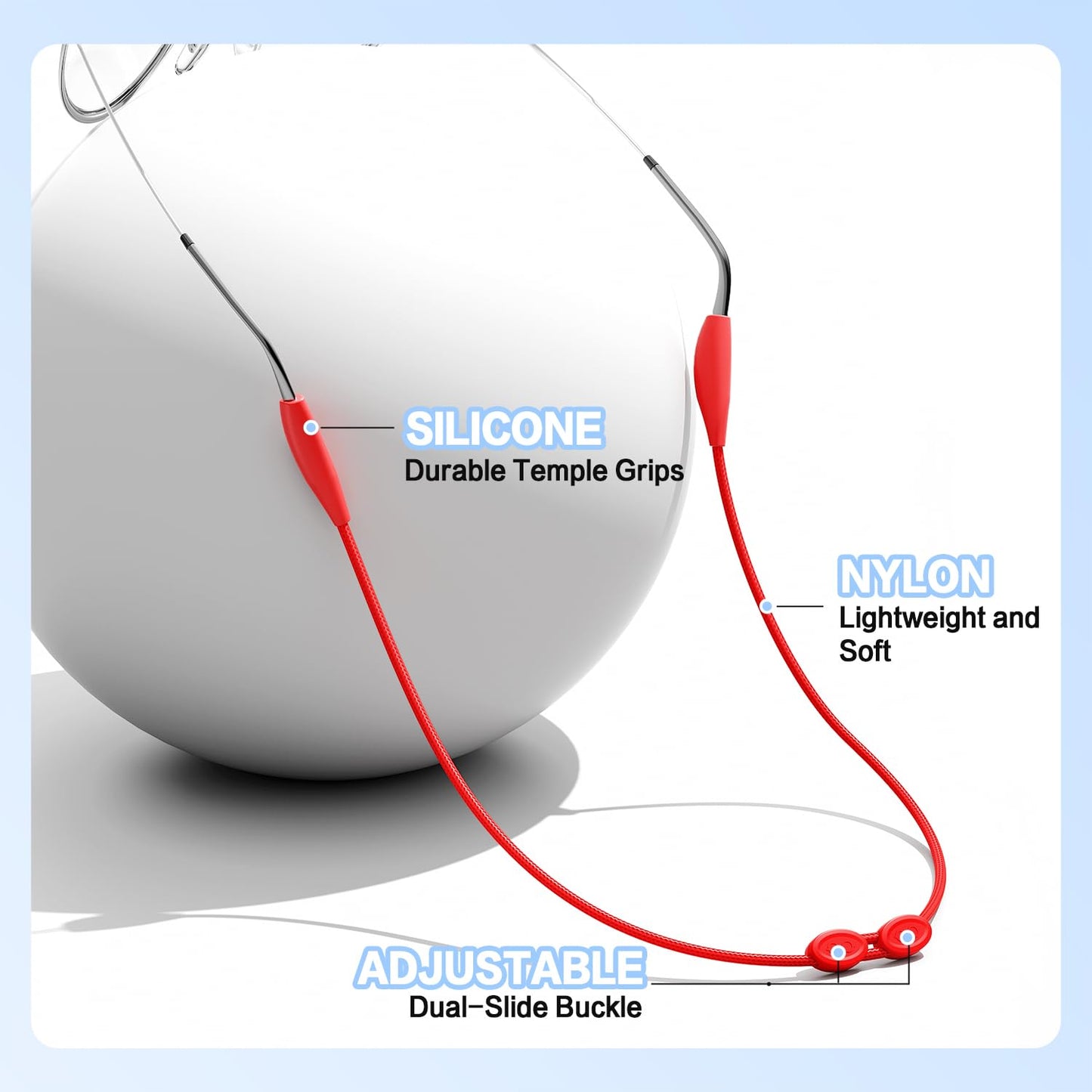 FOFALY Kids Glasses Strap, No Tail Eyeglasses Strap For Kids 3Pcs, Age 3-12 Baby Sunglasses Straps for Girls, Boys, Toddler, Holder Around Neck, Adjustable Eyewear Retainer for Sports (Black, 9.5in)