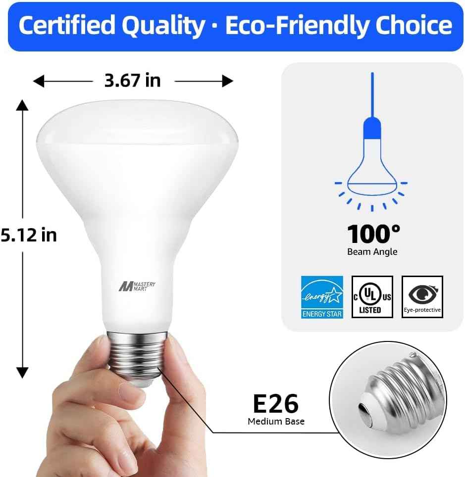 BR30 LED Bulbs 36-Pack - 65W Equivalent, 5000K Daylight, Dimmable, Flicker-Free, Energy Efficient E26 Base