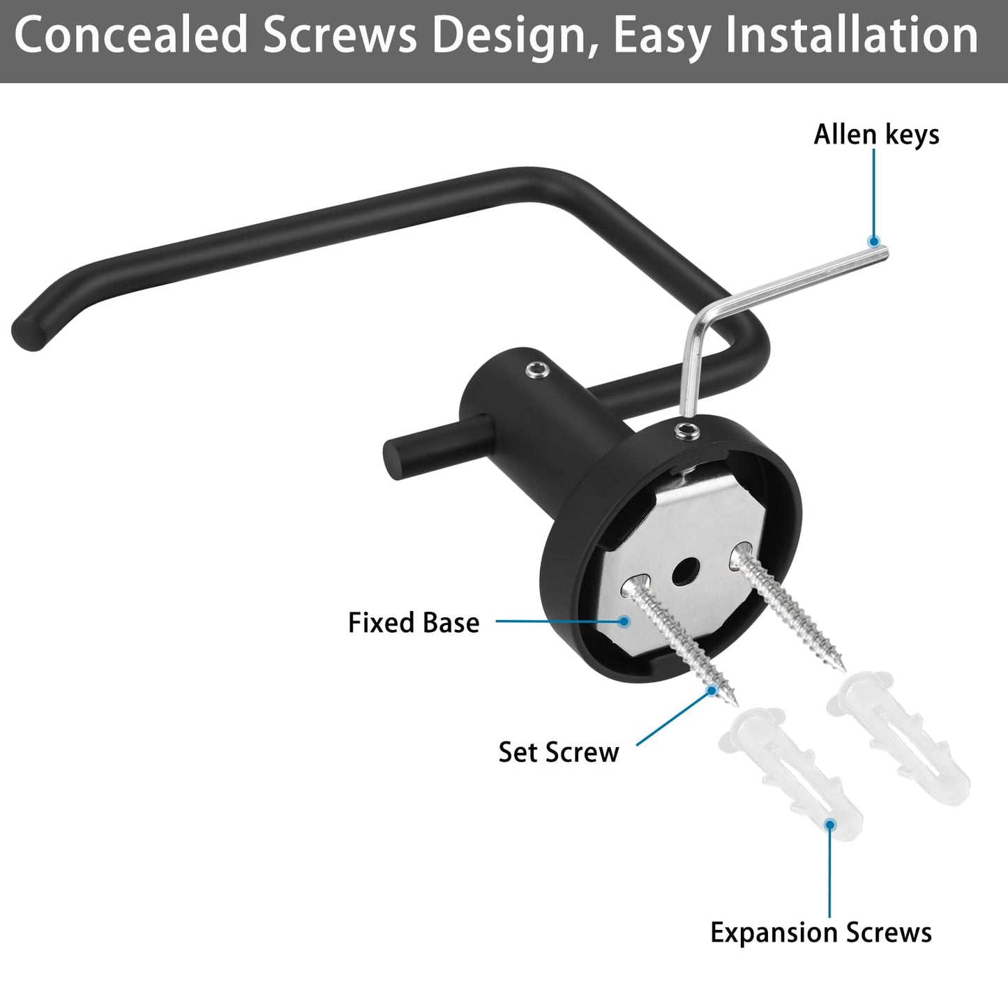 Toilet Paper Holder, Premium 304 Stainless Steel Paper Towel Holder, Toilet Paper Roll Dispenser Bathroom 5.5" TP Holder for Kitchen Washroom (Matte Black)