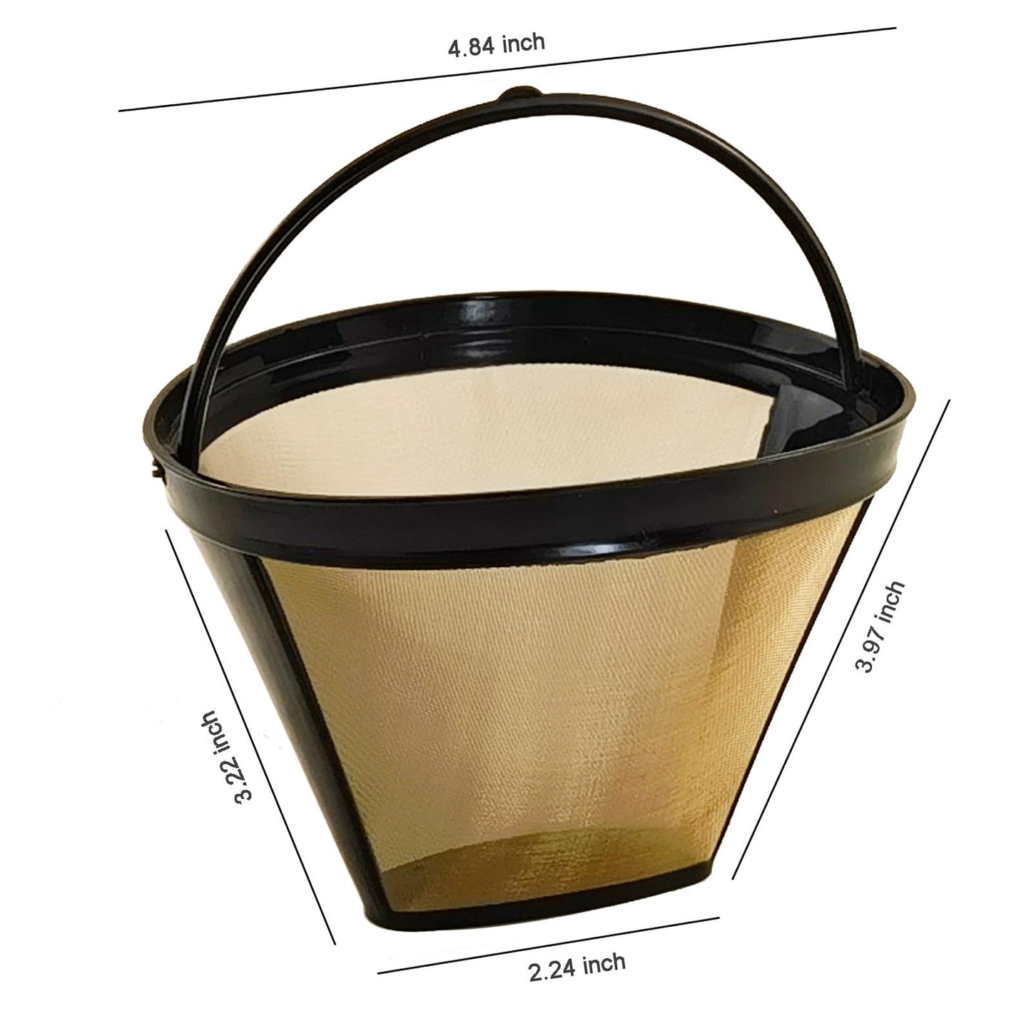 2 Pack GTF Gold Tone Coffee Filter for Cuisinart, Reusable 10-12 Cup #4 Style Cone Coffee Filters Basket Replacement for Cuisinart Coffee Makers