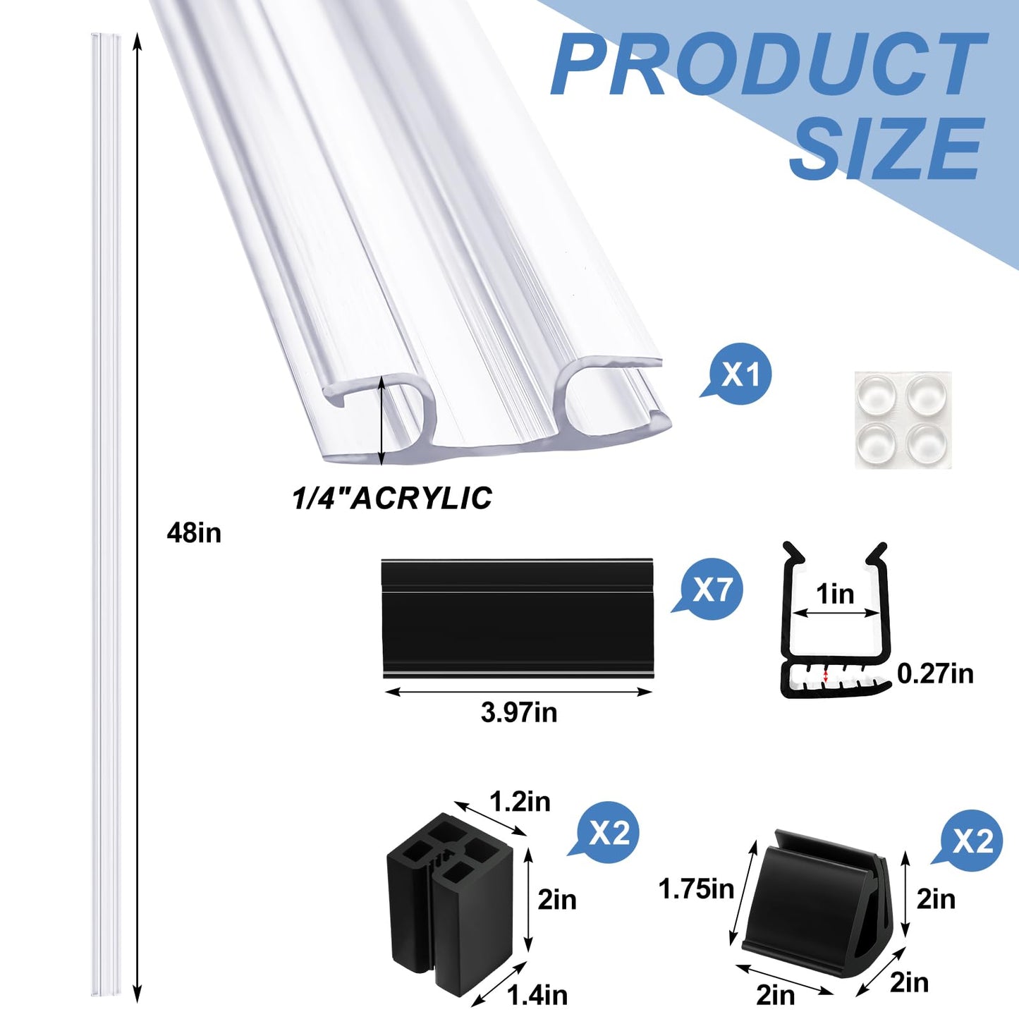 Maasechs 12 Pack Golf Cart Windshield Retaining Clips Kit Include 1 Pcs 48 Inch Clear PVC Living Hinge 11 Pcs Golf Cart Window Windshield Retaining Clips Kit for 1/4" Plexiglass Material