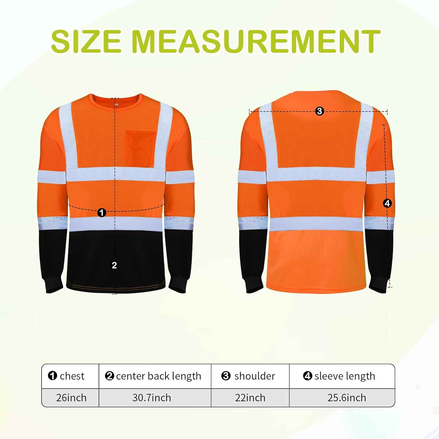 High Visibility Long Sleeve Safety Shirts - 6 Pack Class 3 Reflective Wicking Shirts with Pocket (Yellow)