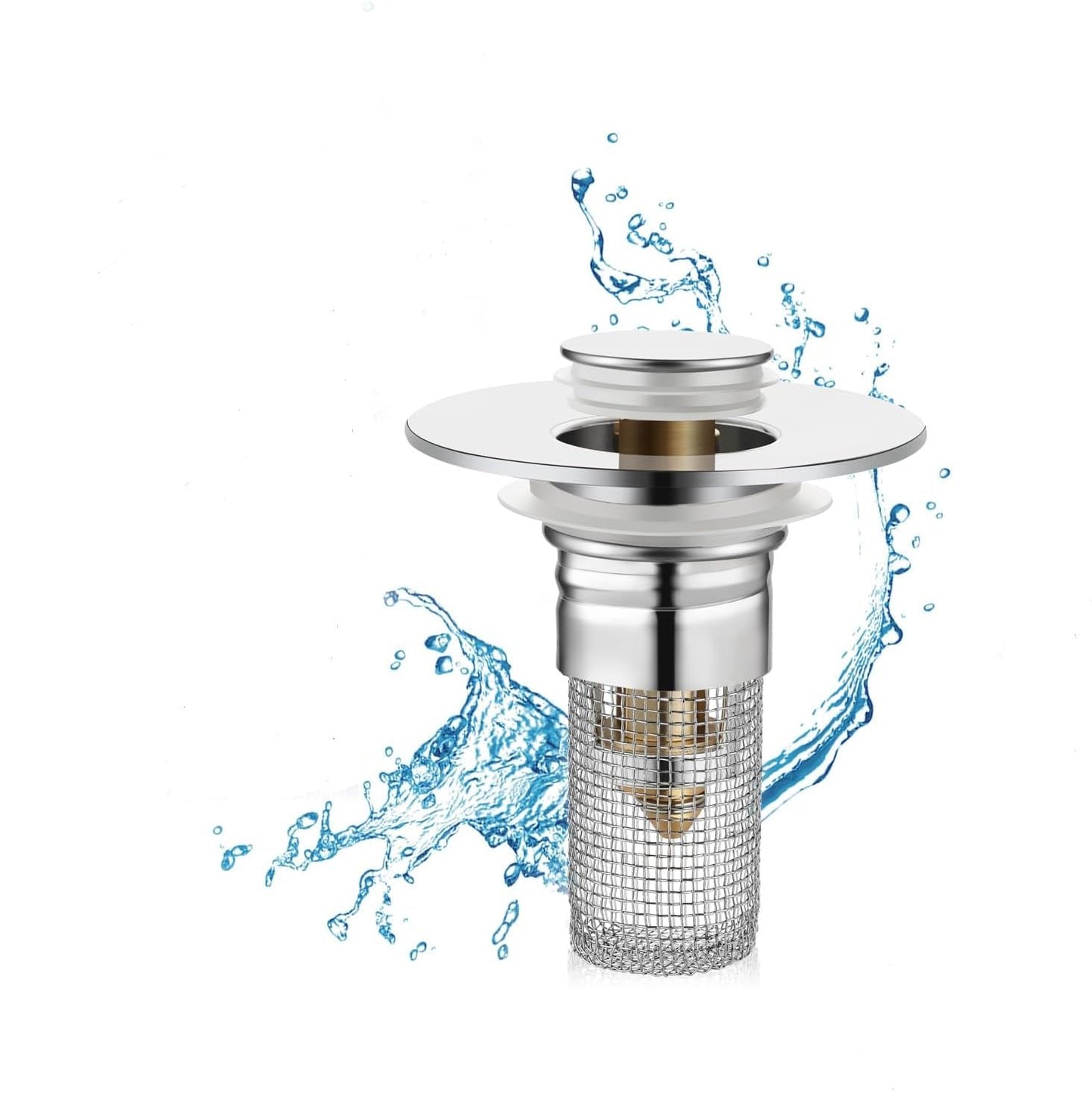 Pop Up Bathroom Sink Stopper Hair Catcher, Sink Drain Filter with Removable Stainless Steel Strainer, Universal Bathroom Sink Stopper Replacement for 1.06-1.30“ (2)