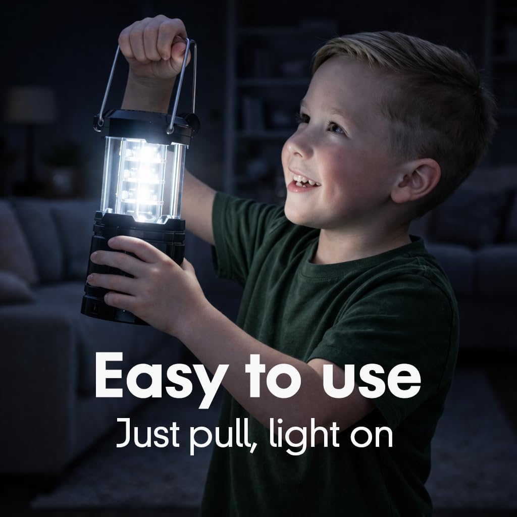 Skiennix Rechargeable Emergency Lanterns - USB-C & Solar Backup | 4 Pack, 1600mAh, 30H Runtime, Compact for Camping