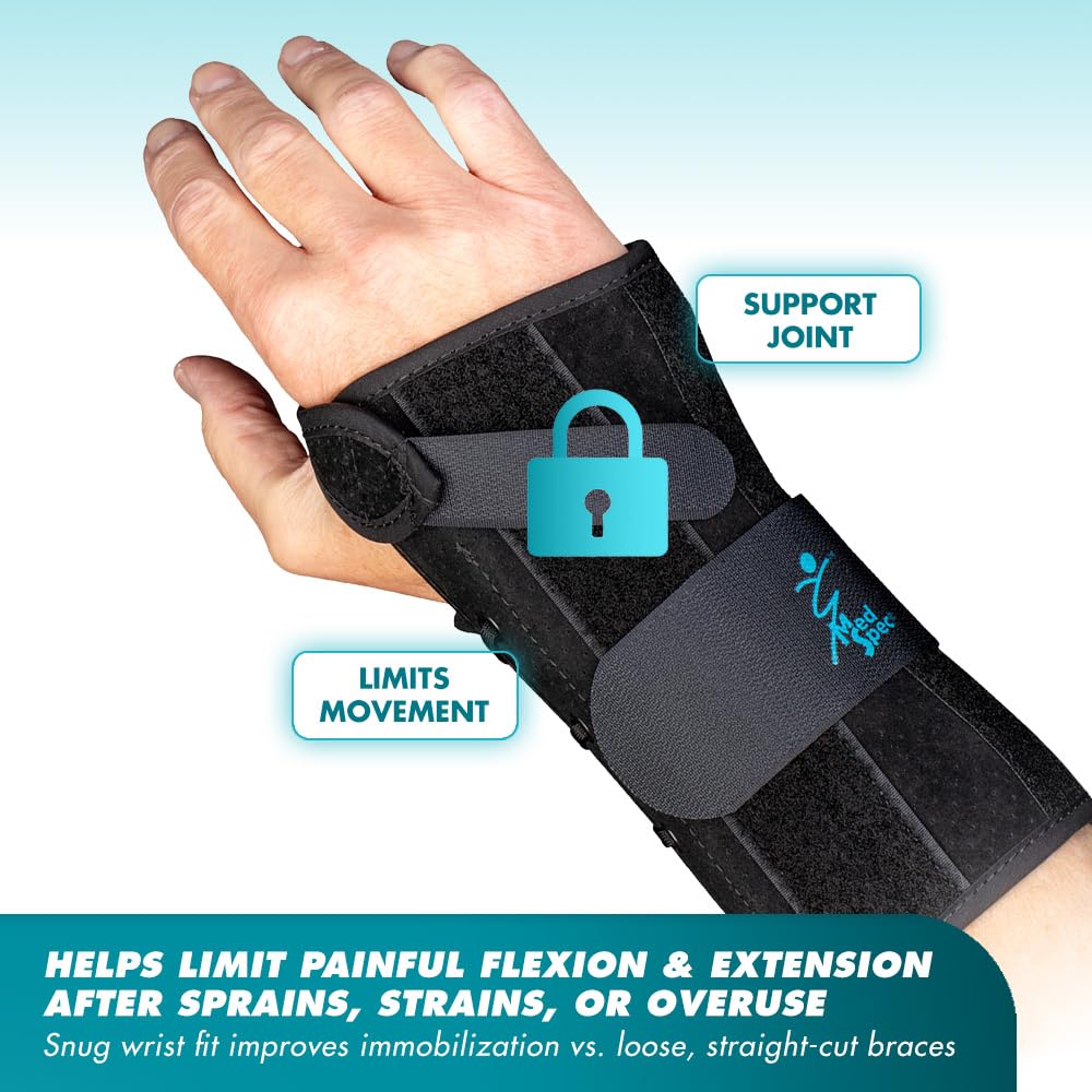 Med Spec 8" Wrist Lacer (Right Hand, Medium) - Wrist Brace with Easy Adjustable Lacing Support - Carpal Tunnel Hand and Wrist Stabilizer with Palmar & Dorsal Stays, Breathable Liner, 223934