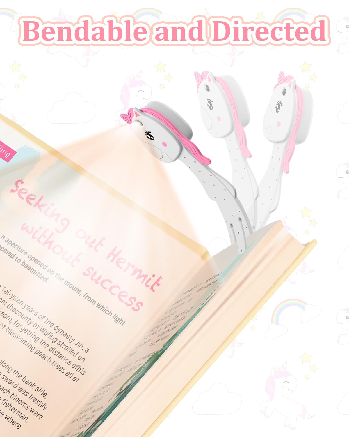 EastPin Stocking Stuffers for Girls Book Light, Unicorn Reading Light for Book Lovers, Cute Bookmarks Small Reading Light for Books in Bed, Christmas Birthday Gifts for Girls Daughter
