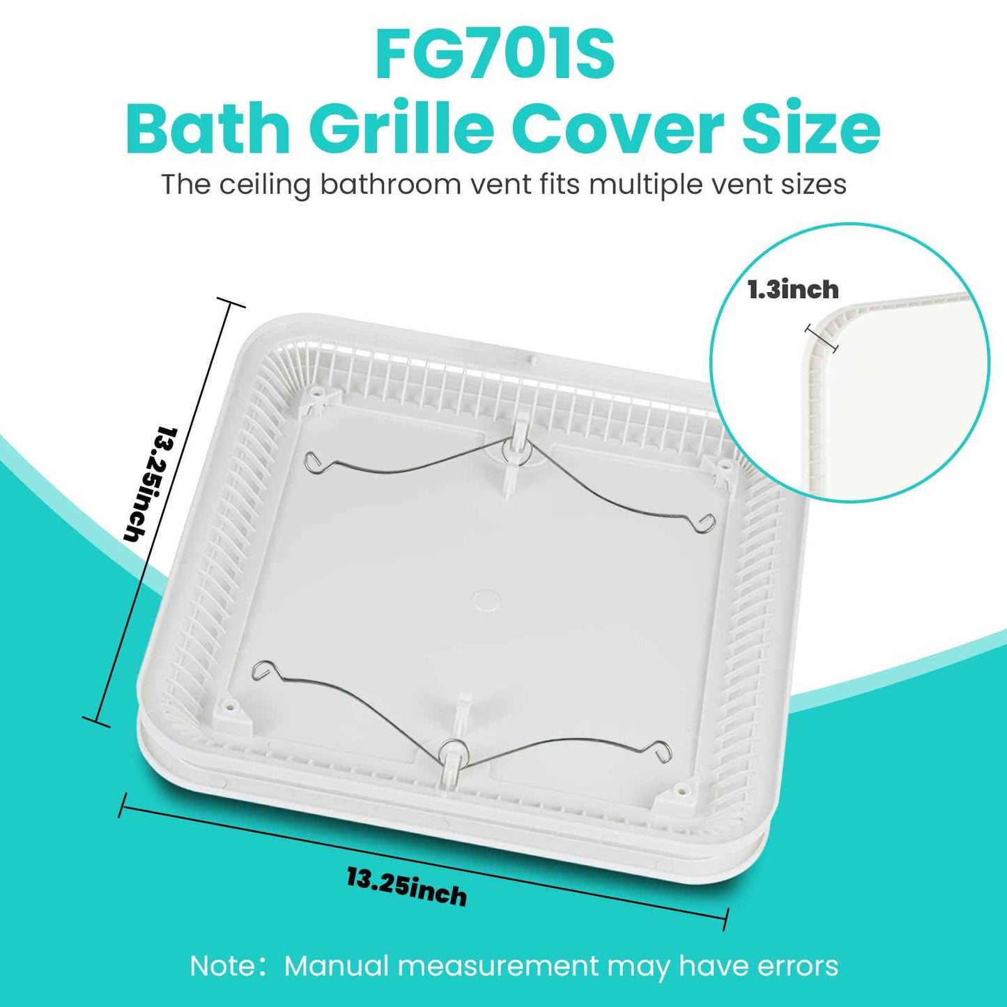 XwaYexa 13.25“ x 13.25" Universal Bathroom Exhaust Grille Cover, FG701S Bathroom Vent Fan Cover for Broan-NuTone Fans, Ventilation Cover Bathroom Ceiling Fan Cover with Spring Clips