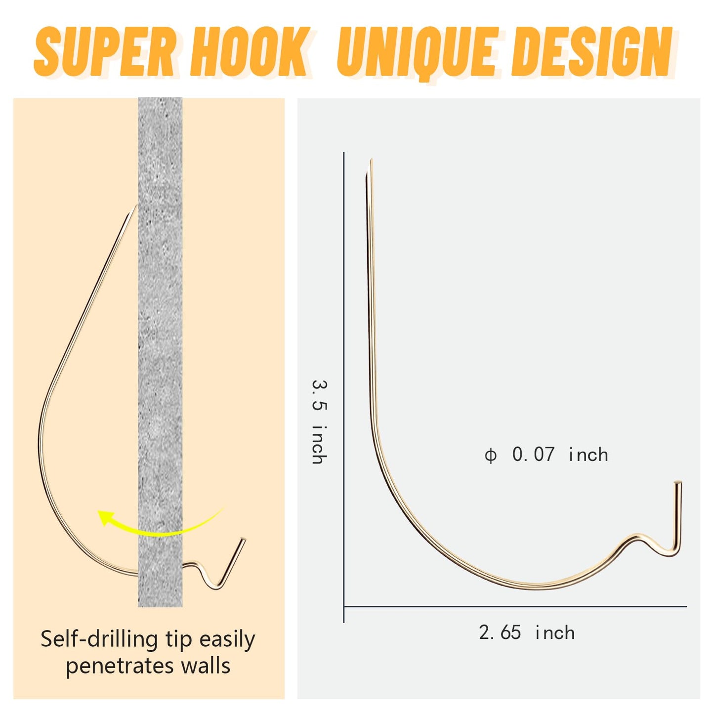 FURHUA 30pcs Aeneous Super Hook Picture Hangers and Office Pack, Drywall Hooks for Hanging Pictures, Wall Hooks, Picture Hangers, Picture Hanging Kit,Hang Art, Clock, Shelves, Mirrors