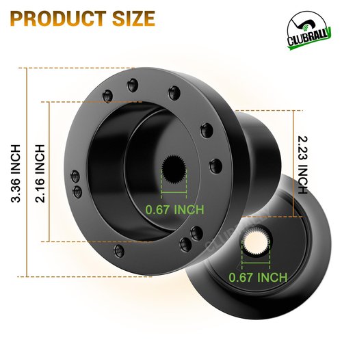 CLUBRALLY Golf Cart Steering Wheel Adapter for EZGO TXT & RXV with 5-6 holes Steering Wheel-Black