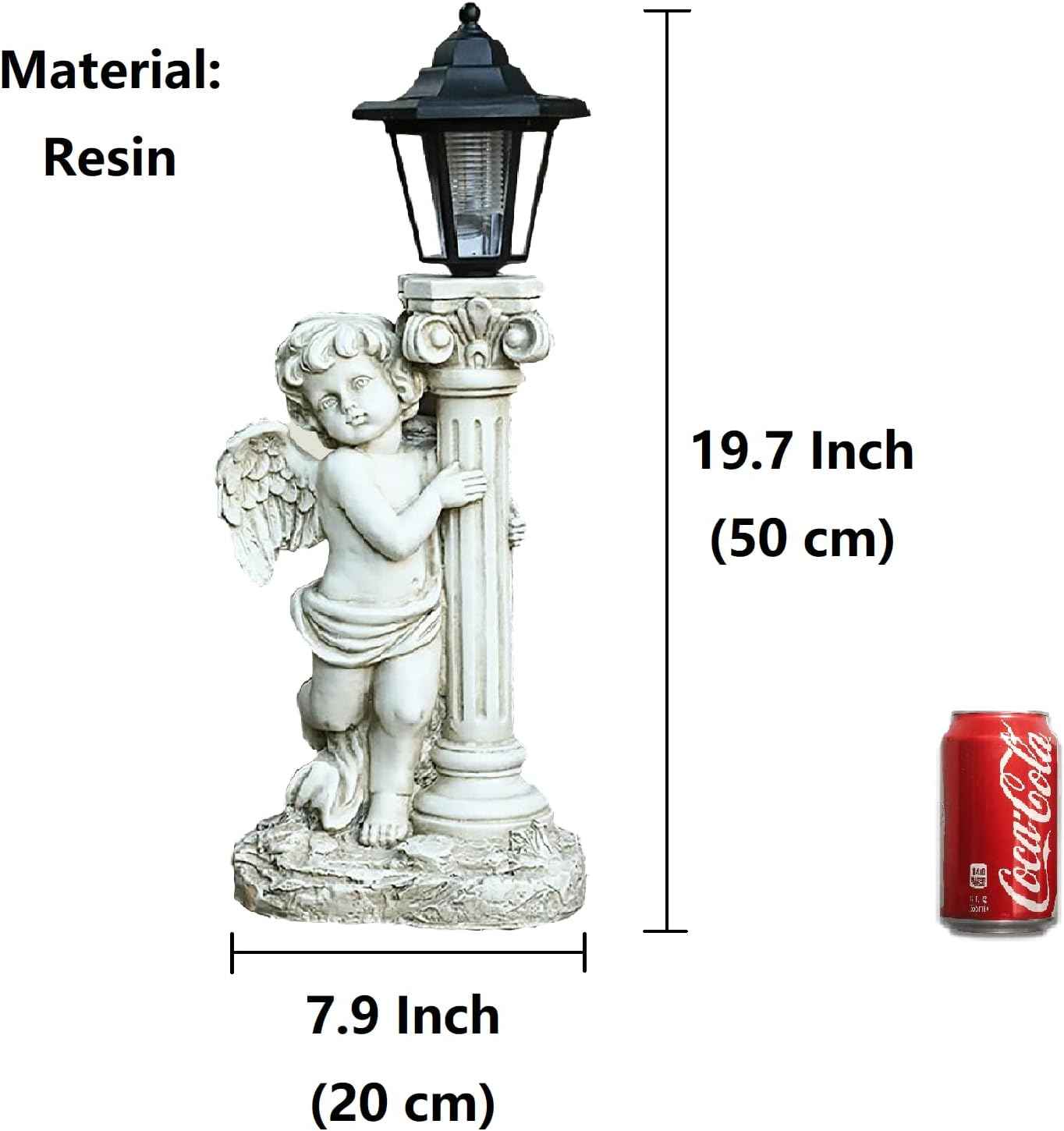 19.7-Inch Solar Angel Statue with Roma Pillar - Outdoor Garden Decor & Christian Gift