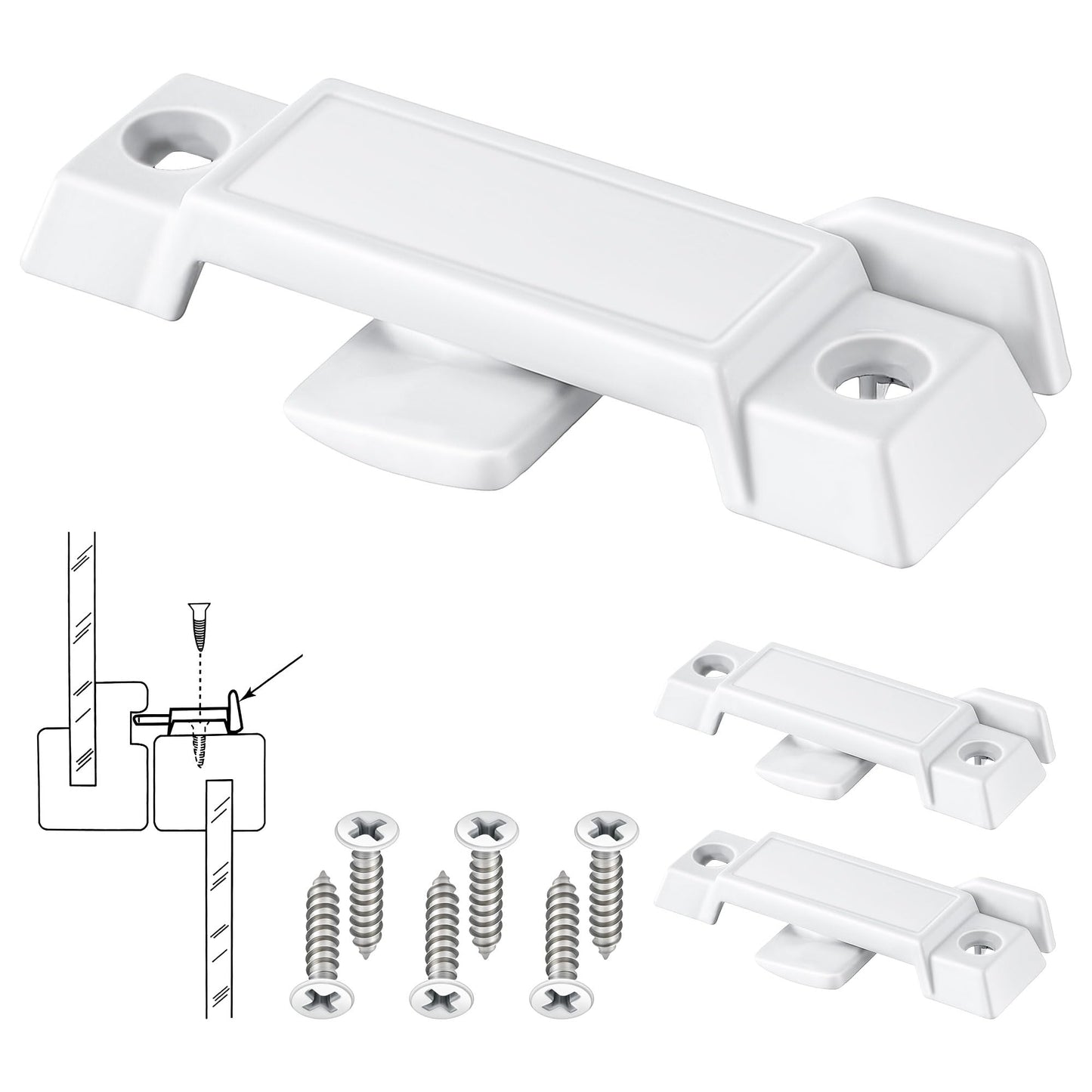 Saillong Replacement Sash Lock Compatible with Prime-line F 2590 for Vertical & Horizontal Sliding Windows, 2-1/4” Mounting Hole Centers, Broken Sash Locks for Additional Home Security (White,3 Pack)