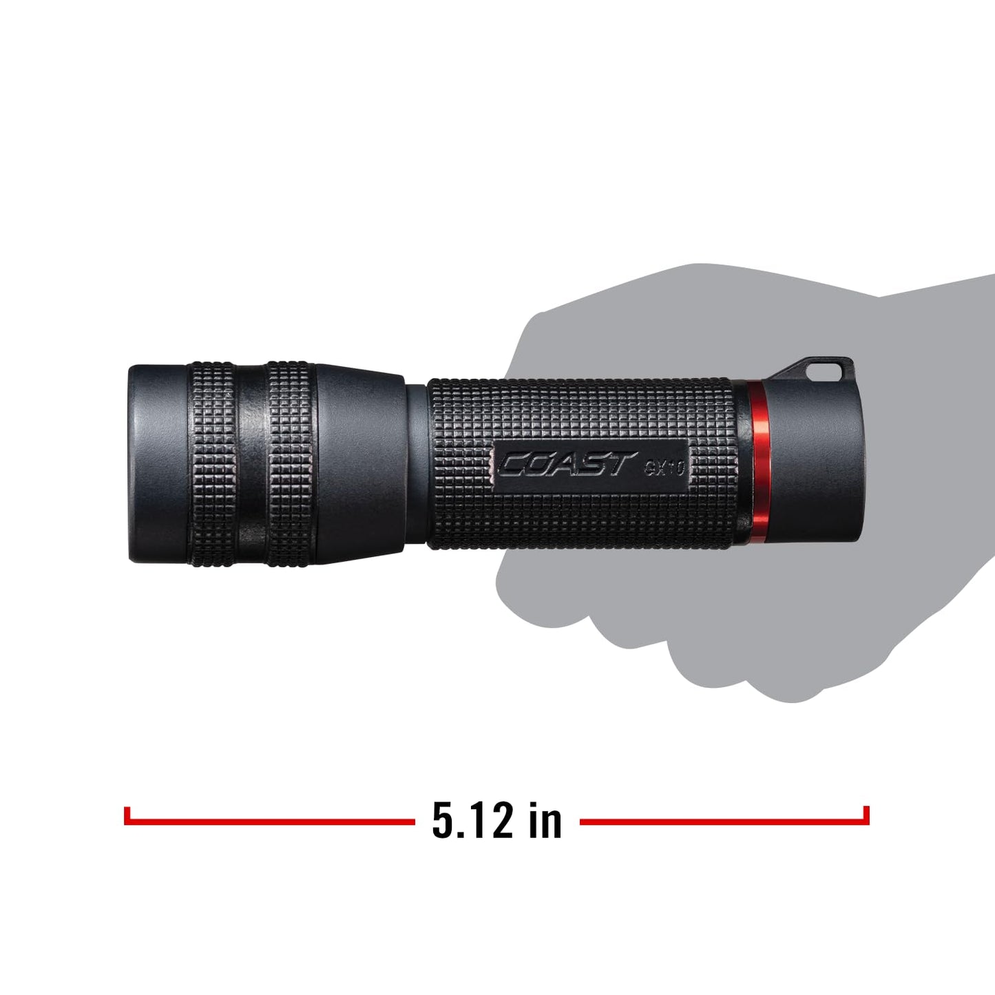 Coast GX10 550 Lumen Compact & Waterproof Dual Power LED Flashlight with Grip-Textured Handle, 4 Light Modes, Twist Focus™ & Pure Beam® Technology