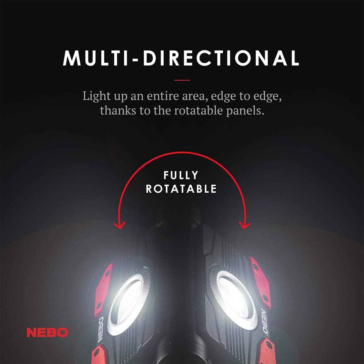 NEBO OMNI 3K Rechargeable Work Light - 3000 Lumens, 6 Modes, Magnetic Handles, Power Bank & USB-C Cable