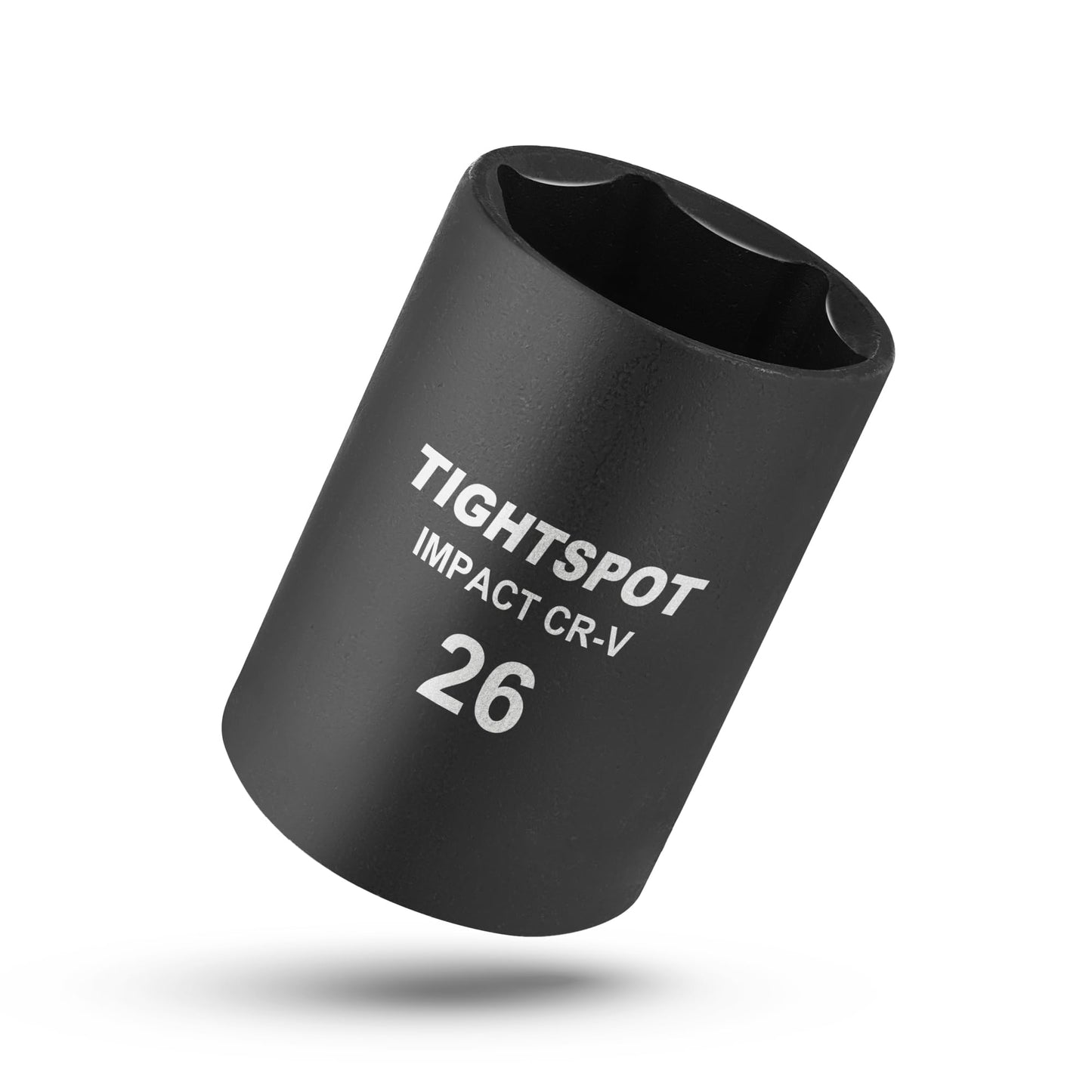 TIGHTSPOT 1/2 Inch Drive - 26mm Shallow Impact Socket with Anti-Rounding 6 Point Design, Heat-Treated CRV Steel, Metric