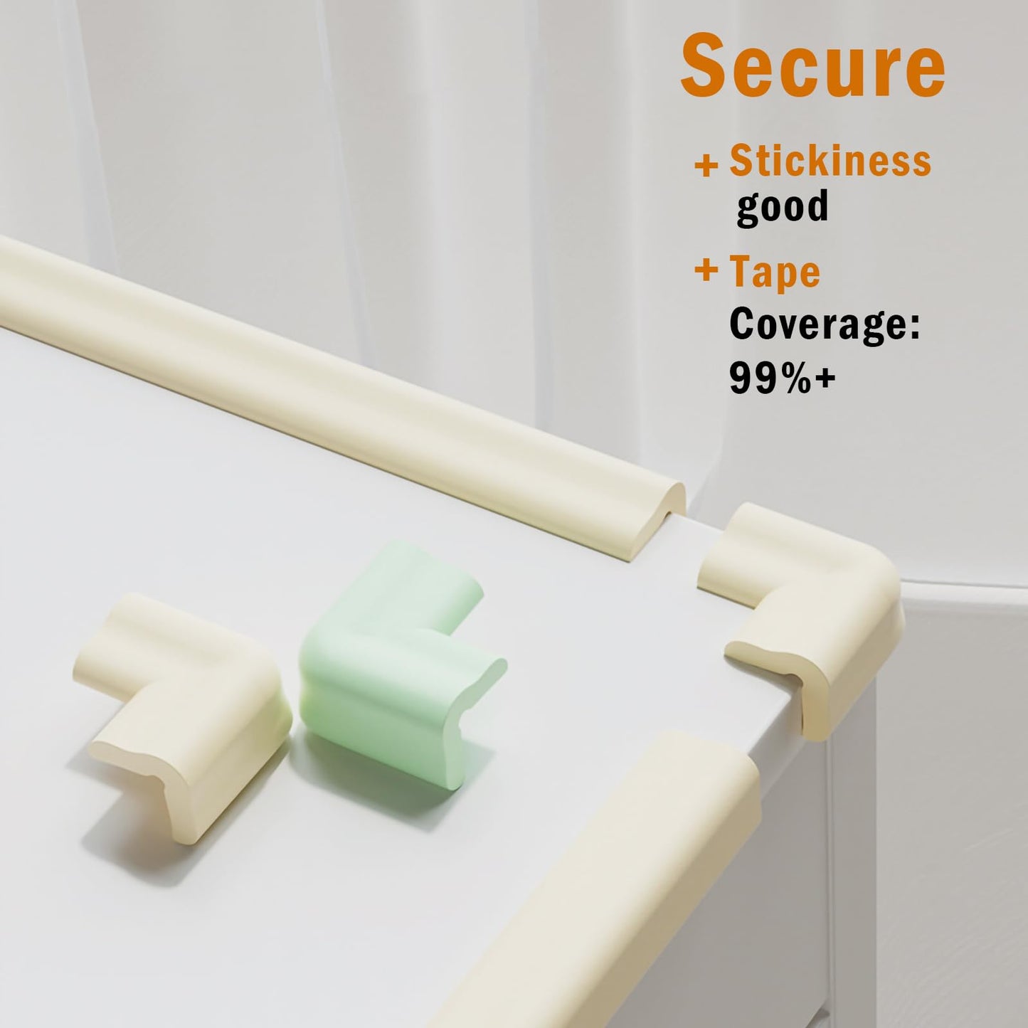 Foam Table Edge and Corner Guards for Baby,(6.5ft Edge 4Corners),Baby Proofing Soft Corner Protectors,Furniture and Tables Child Baby Proof Bumpers, Pre-Taped Corner Cushions (Beige)