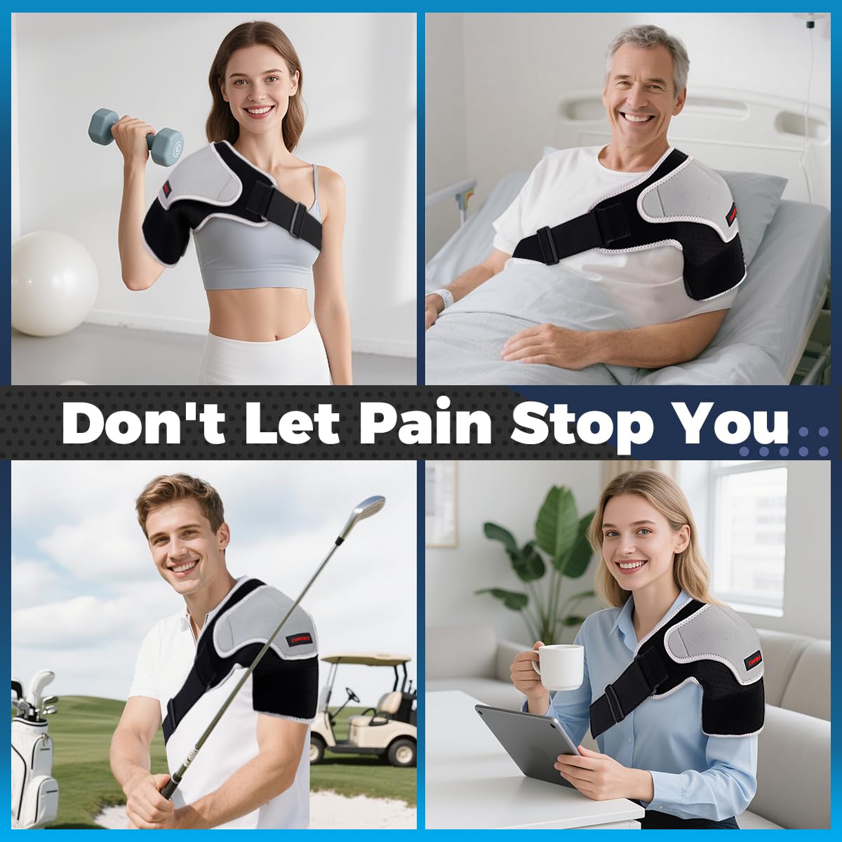 Copper Compression Shoulder Brace, Rotator Cuff Support Brace for AC Joint Pain Relief, Arm Stability, Tendonitis, Shoulder Sleeves for Men and Women, Adjustable Straps Fits Left and Right Arm