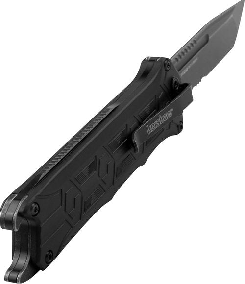 Kershaw Interstellar Pocket Knife - Black OTF Tanto Blade with Serrations & GFN Handle