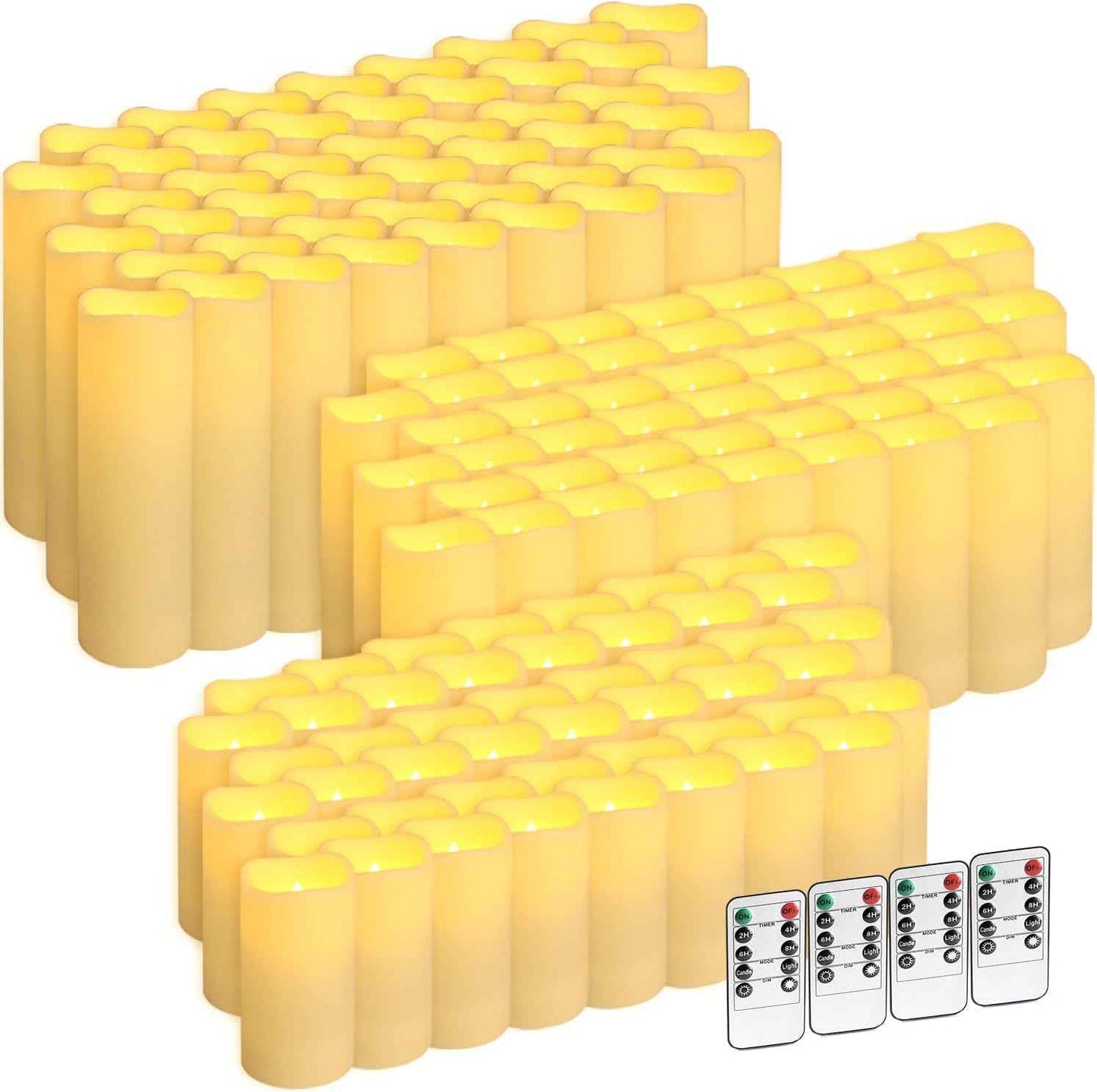 24-Pack Remote Control LED Flameless Candles - 3D Flame Timer Candles for Home, Weddings & Holidays