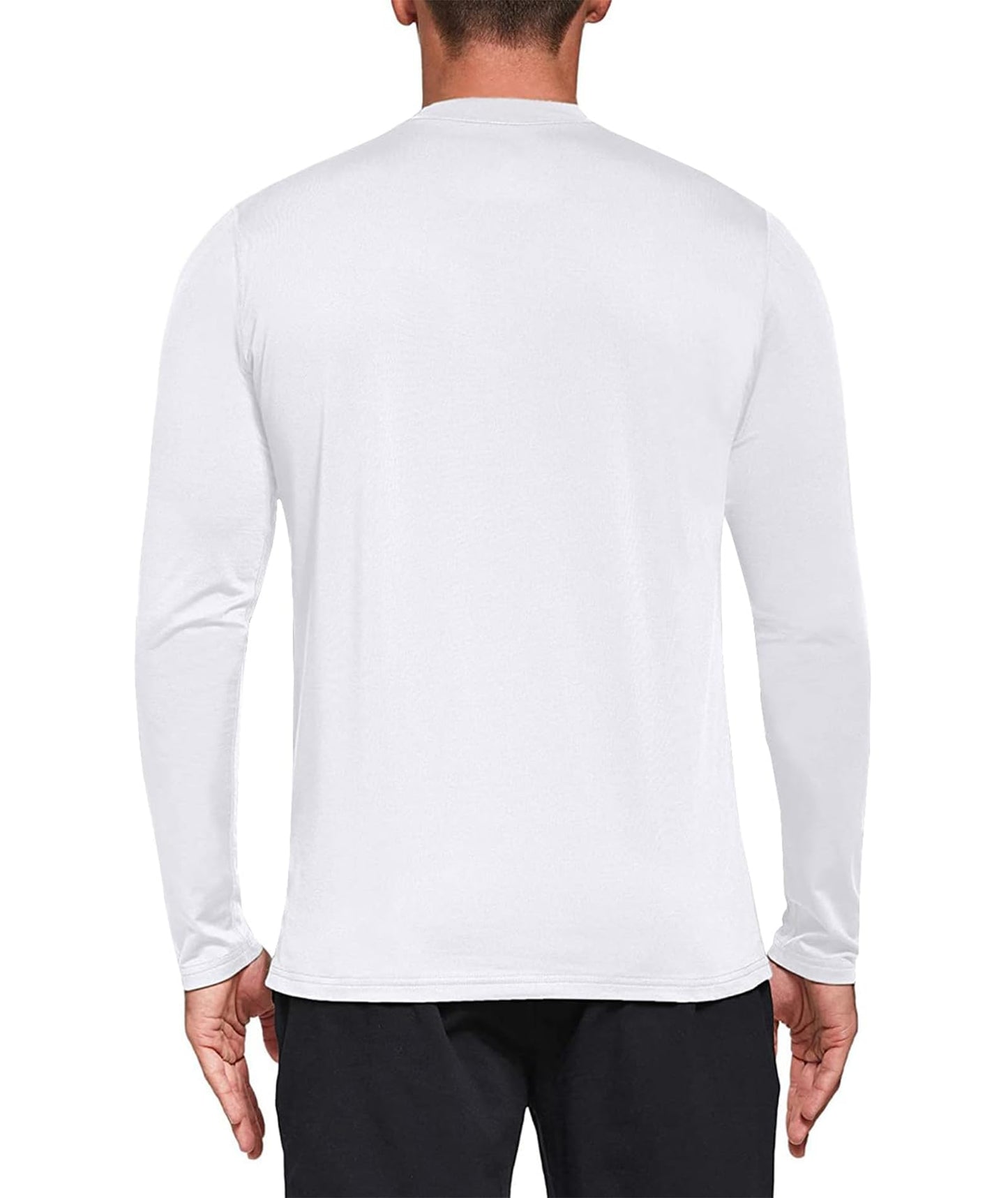 5 Pack White Long Sleeve Shirt Men, Moisture Wicking Dry Fit Tshirts Shirts for Men, UPF 50+ Sun Protection Workout Shirts White-5P02-L