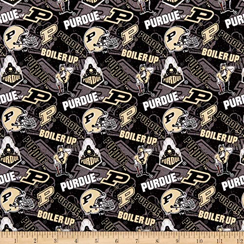 Purdue University Cotton Fabric by the Yard - Black/Gold/White