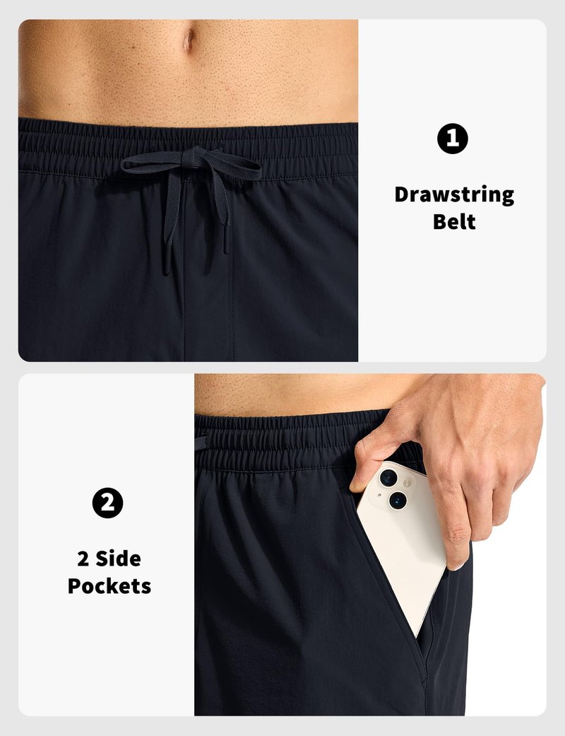 Rdruko Men's Hiking Shorts 9'' Quick Dry Lightweight Work Cargo Outdoor Elastic Waist Shorts with Zipper Pockets, Navy Blue, L