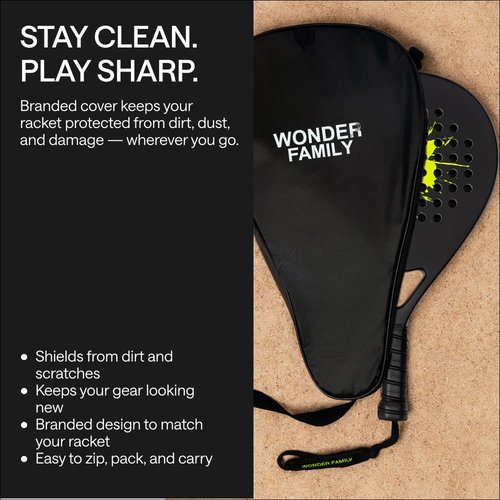 Padel Racket with Overgrip & 2 Wristbands – Memory EVA Foam, Perfectly Balanced – Pala de Padel – Fiberglass Paddle for Beginners and Intermediates – Includes 420D Fiber Bag (Black)