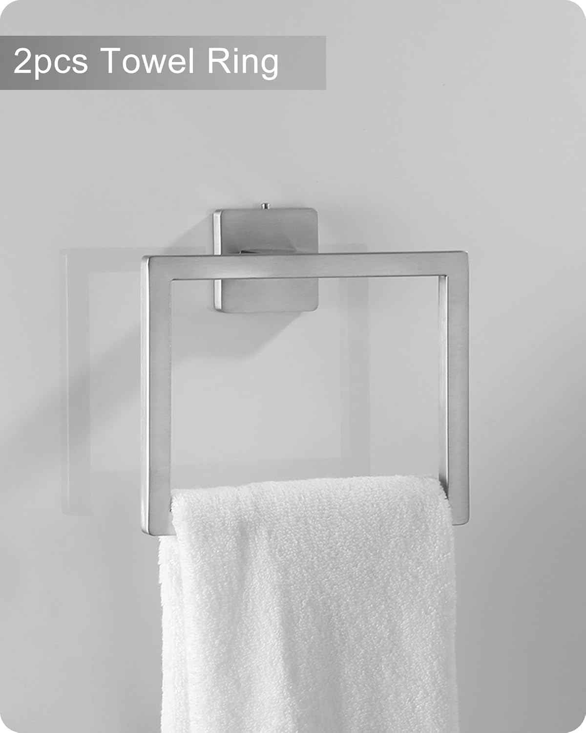 Brushed Nickel Bathroom Hardware Set - 10-Piece Towel Bar, Ring, Hook & Holder Kit