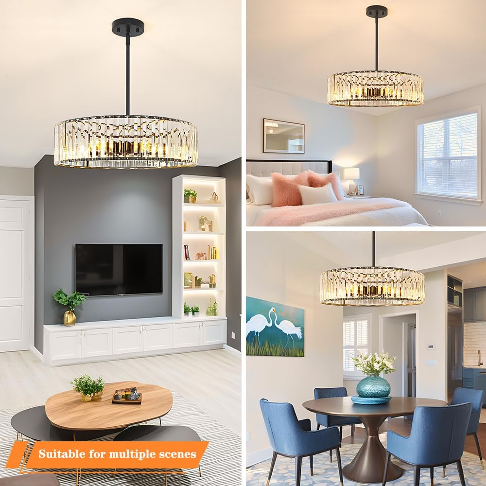 Modern Gold Crystal Ceiling Light Fixture - 11-Inch Semi Flush Mount Chandelier for Kitchen & Entryway