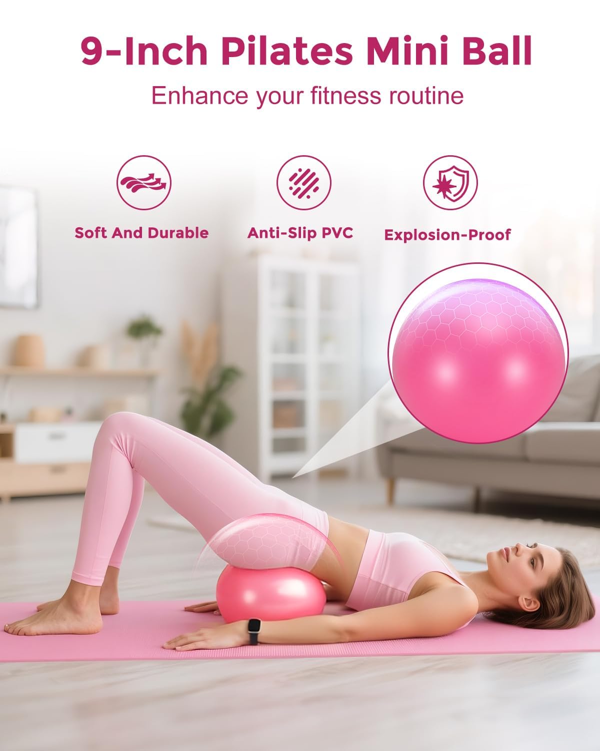 Pilates Essentials Kit for 5.2-5.7 FT Women, 14'' Magic Circle Home Pilates Equipment Ring and Ball Set, 5 Resistance Bands Workout Guide for Balanced Resistance Full-Body Workout Set for Beginners