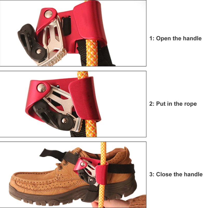 S.E.PEAK Foot Ascender Upgraded Foot Riser 140kgs Strong Rappelling Gear Equipment for Rock Climbing Tree Arborist, Climbing Rescue Caving, Mountaineering, 8~13MM Rope, Right Foot, 4kN, Orange