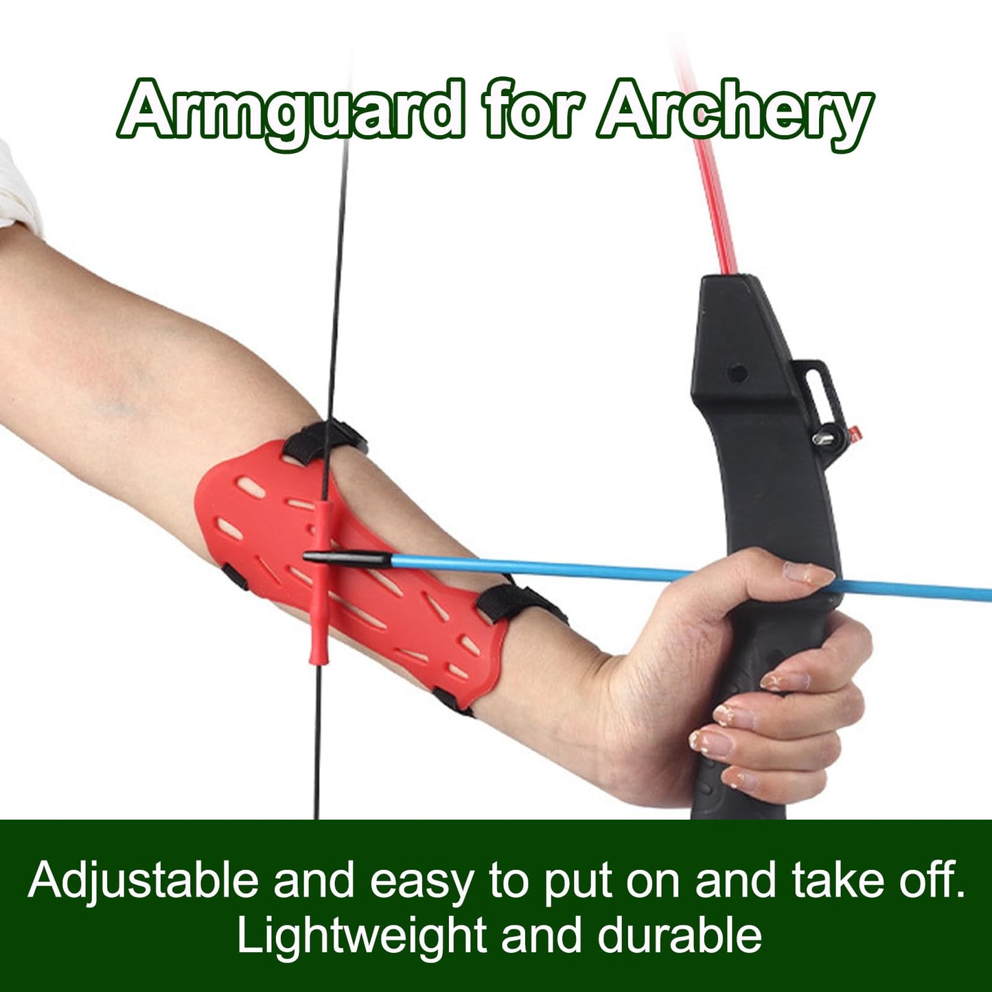 2 Pack Rubber Archery Arm Guard Youth Forearm Protector Adjustable 2 Straps Buckles for Kids & Youth Shooting Practice