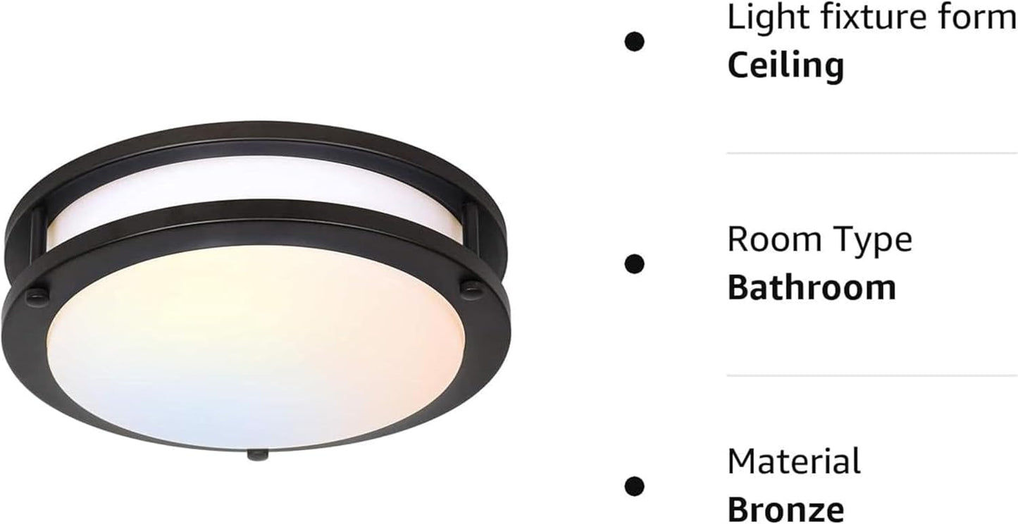 Adjustable 13-Inch Gold LED Flush Mount Ceiling Light Fixture - Dimmable 2700K-5000K for Hallway, Bathroom & Kitchen (2-Pack)